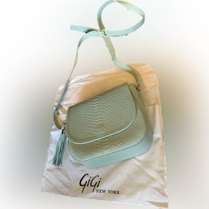 Gigi Designer NY crossbody Python Leather shoulder bag Saddle dust bag NEW Purse